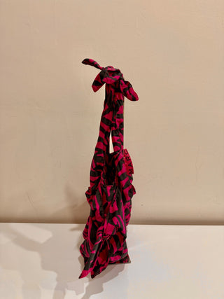 Marc Jacobs Nylon Animal Print Hobo Bow Tote Bag Black Pink Large