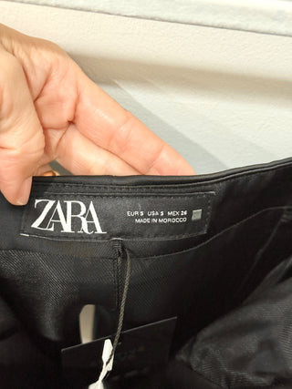 NWT Zara Satin Ruched Strapless Corset Top with Bows Black Women's Size Small