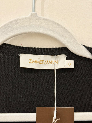 Zimmermann Merino Wool Long Sleeve Surplice Wrap Midi Dress Black Women's Size 0