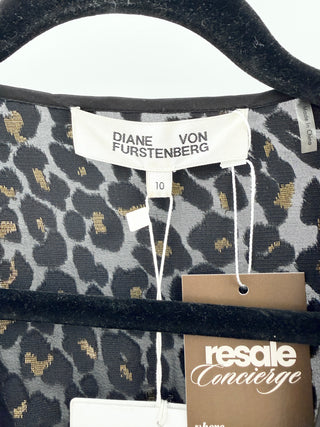 Diane von Furstenberg animal devore wrap maxi dress velour and metallic, 10