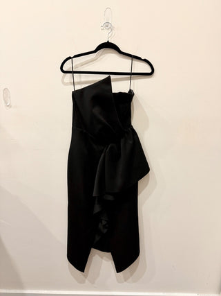 Elliatt Strapless Bow Reception Cocktail Midi Sheath Dress Black Women's Size S