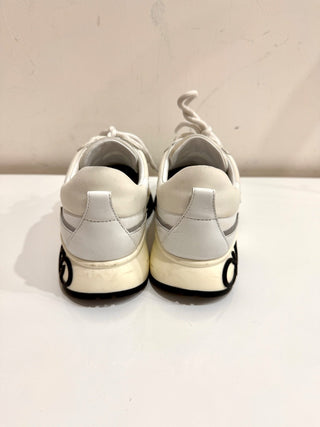 Jimmy Choo Leather and Neoprene Raine Choo Logo Platform Sneakers White EU 37.5