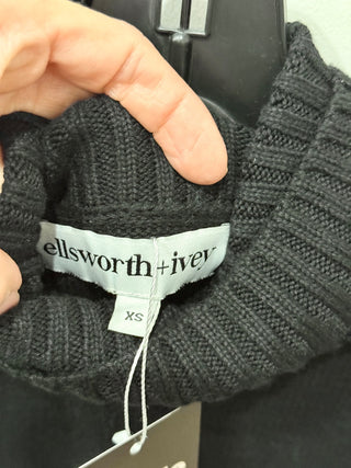 Ellsworth+Ivey Apres Ski Turtleneck Pullover Knit Sweater Black/White Women's XS
