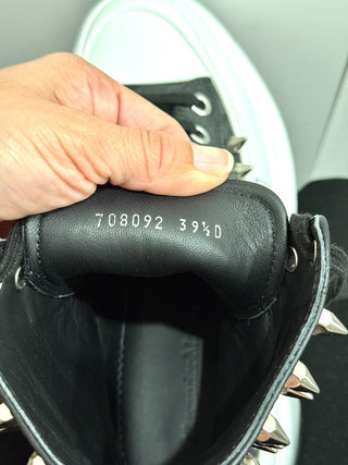 Alexander McQueen Tread Slick Leather Lace-Up Chunky Boots Black/White EU 39.5