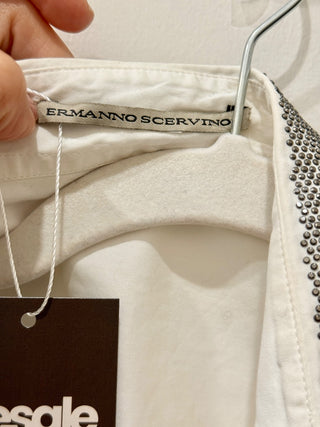 Ermanno Scervino Rhinestones Sleeveless Wrap Waistcoat White/Silver 40 IT / US 4