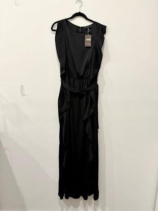 BCBGMaxazria Kolline Sleeveless Ruffle Trim Maxi Dress Black Women's Size Small