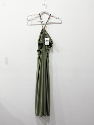 Jason Wu Jersey Sleeveless Halter Neck Maxi Dress Green Women's Size Large