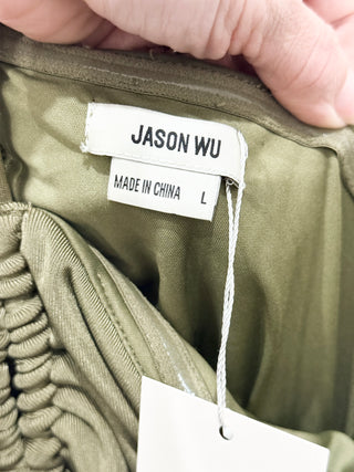 Jason Wu Jersey Sleeveless Halter Neck Maxi Dress Green Women's Size Large