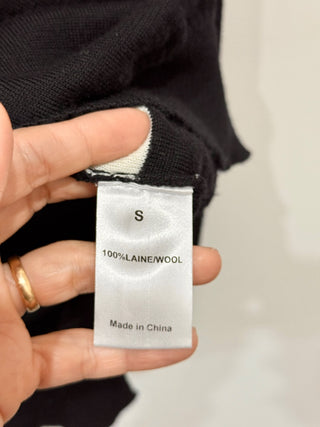 Sonia Rykiel 100% Wool Nautical Striped Oversized Pullover Sweater Black/White S