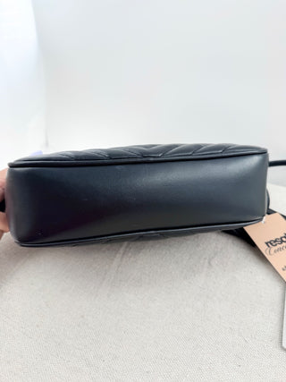 Saint Laurent leather chevron stitch black hardware lou lou camera bag