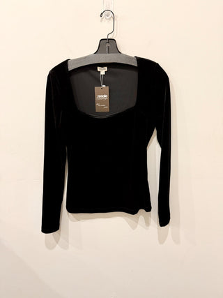 L'Agence Kinley Velvet Long Sleeve Square Neck Top Black/Noir Women's Size Small