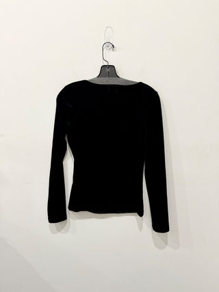 L'Agence Kinley Velvet Long Sleeve Square Neck Top Black/Noir Women's Size Small