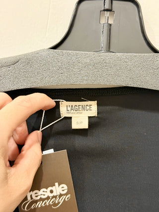 L'Agence Kinley Velvet Long Sleeve Square Neck Top Black/Noir Women's Size Small