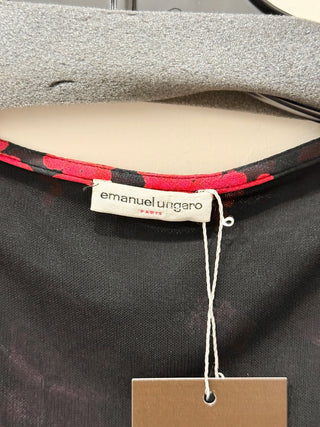 Emanuel Ungaro Winter Garden Knee Length Sheath Dress Black Multi 44 IT / US 6