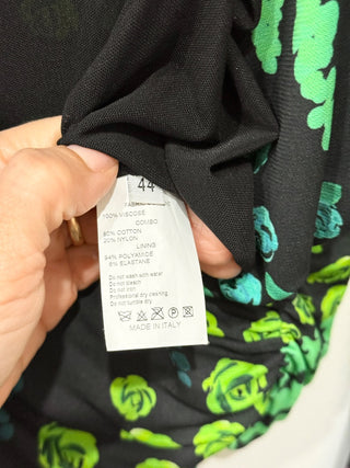 Emanuel Ungaro Winter Garden Knee Length Sheath Dress Black Multi 44 IT / US 6