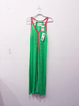 NWT Pitusa Inca Sleeveless V-Neck Maxi Coverup Sundress Green Women Petite/Small
