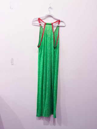 NWT Pitusa Inca Sleeveless V-Neck Maxi Coverup Sundress Green Women Petite/Small