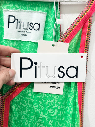 NWT Pitusa Inca Sleeveless V-Neck Maxi Coverup Sundress Green Women Petite/Small