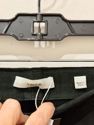 Vince Lamb Leather High Waisted Slim Fit Split Hem Crop Pants Black Women's S