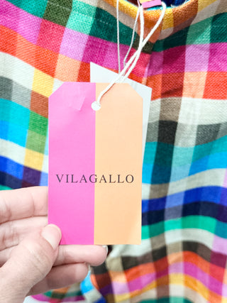 NWT Vilagallo Checked Colorful High Waisted Trouser Shorts Womens Size US 10