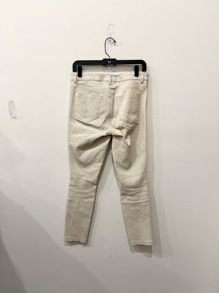 Theory Bristol Mid-Rise Stretch Leather 5 Pocket Skinny Pants Chalk Women's 6