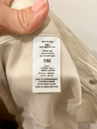 Theory Bristol Mid-Rise Stretch Leather 5 Pocket Skinny Pants Chalk Women's 6