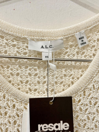 NWT ALC Rosa Crochet Knit Sleeveless Round Neck Crop Tank Top Cream Women's XS