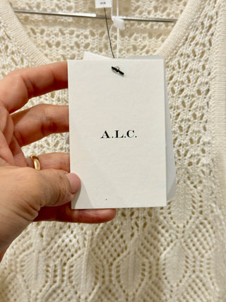 NWT ALC Rosa Crochet Knit Sleeveless Round Neck Crop Tank Top Cream Women's XS