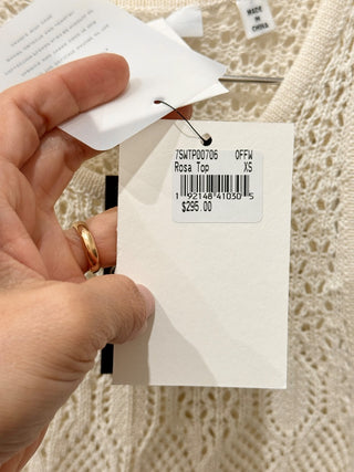 NWT ALC Rosa Crochet Knit Sleeveless Round Neck Crop Tank Top Cream Women's XS