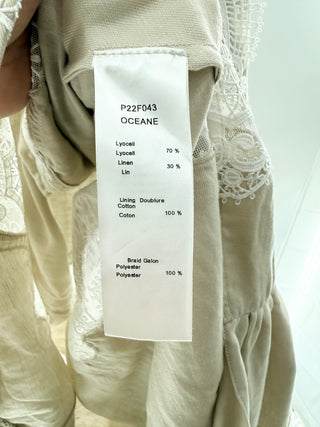 Anne Fontaine Midi dress with lace insets, button detailing, & ruffled hem, 42