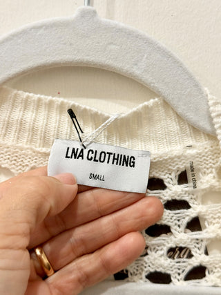 Lna knit cardigan sweater with front hooks, S