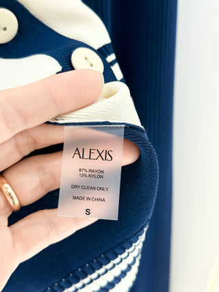 Alexis rayon knit set mini pleated dress and cardigan, S