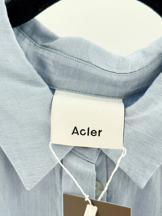 Acler Belted mini shirtdress with puff sleeves and pleated skirt, 10