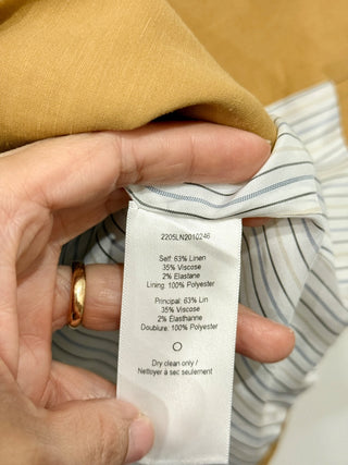 Veronica Beard Amika Linen Blend Double-Breasted Tailored Vest Tan Women's 00