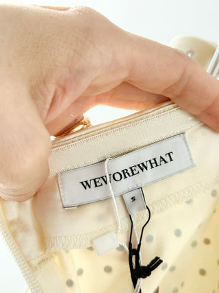 WeWoreWhat satin strapless mini dress with allover rhinestone, s