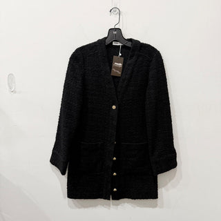 Zara Long Sleeve Tweed Texture Cardigan Sweater Mini Dress Black Women's Size XS