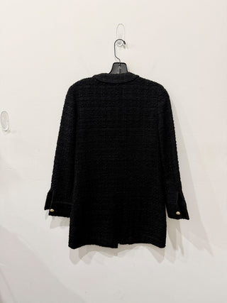 Zara Long Sleeve Tweed Texture Cardigan Sweater Mini Dress Black Women's Size XS