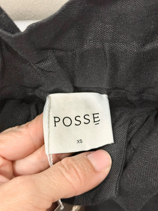 Posse wide leg linen pants with pockets and paperbag waist, XS