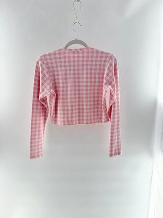 Frankies bikinis Gingham cardigan featuring button front closure, M