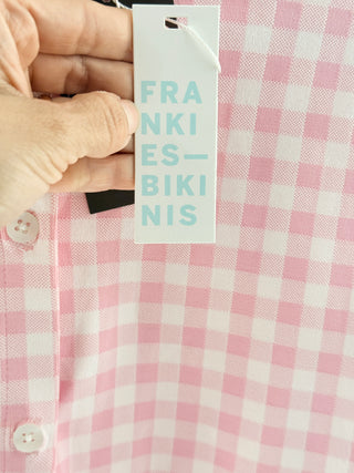 Frankies bikinis Gingham cardigan featuring button front closure, M