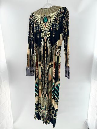 Camilla Egyptian Printed Maxi w/ Crystal Details, S