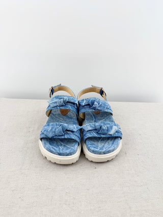 Alexandre Birman Clarita Denim Bow Sporty Slingback Sandals Blue Women's EU 35