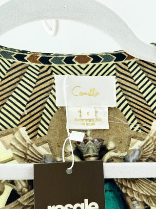 Camilla Egyptian Printed Maxi w/ Crystal Details, S