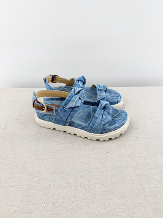 Alexandre Birman Clarita Denim Bow Sporty Slingback Sandals Blue Women's EU 35