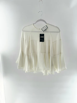Alexis ruffle sleeve silky top, S