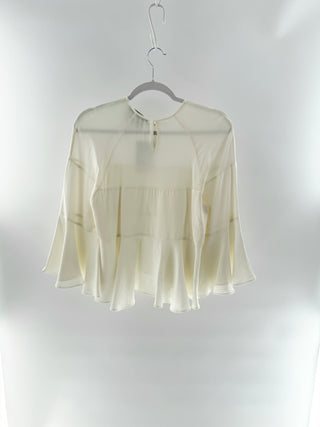 Alexis ruffle sleeve silky top, S