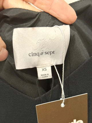 NWT Cinq à Sept Narcissa Ostrich Feather-Trimmed Crêpe Tank Top Black Women's XS