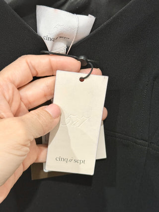 NWT Cinq à Sept Narcissa Ostrich Feather-Trimmed Crêpe Tank Top Black Women's XS