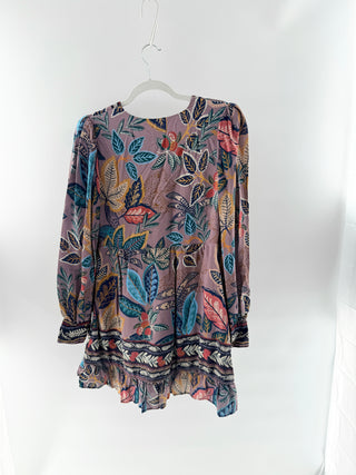 Farm Rio pattern mini dress with belt, M