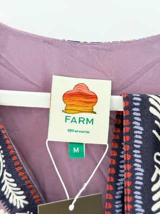 Farm Rio pattern mini dress with belt, M